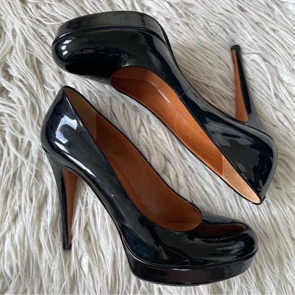 Gucci Black Patent Leather Round Toe Platform High Heel Pumps Size 39 - Picture 3 of 12